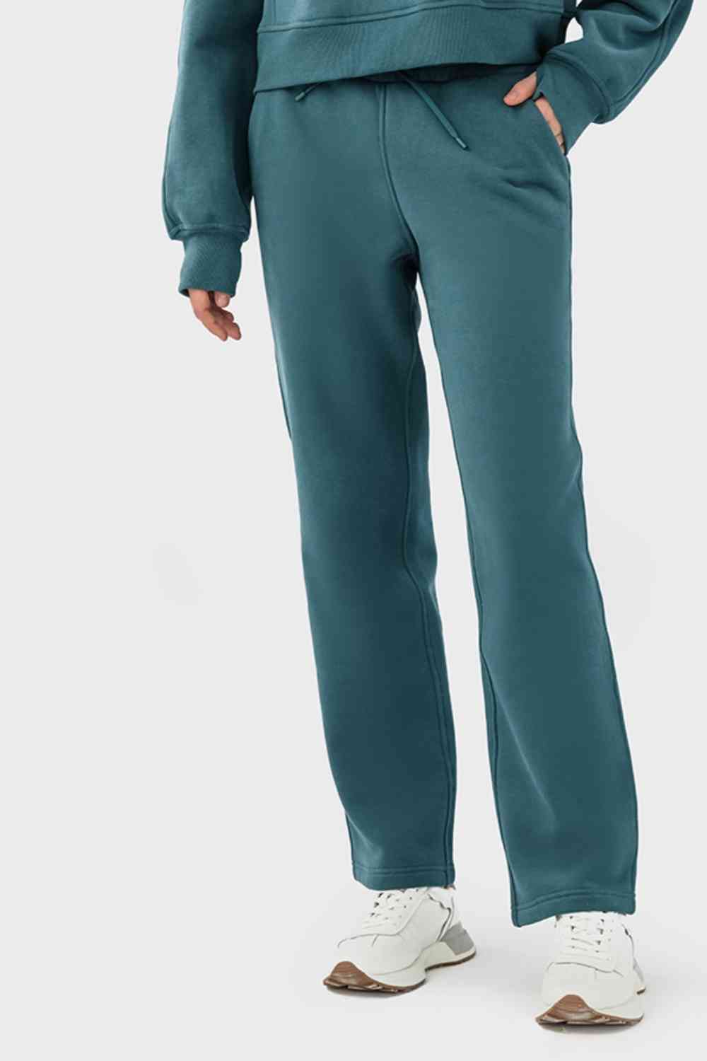 Drawstring Waist Sports Pants with Pockets