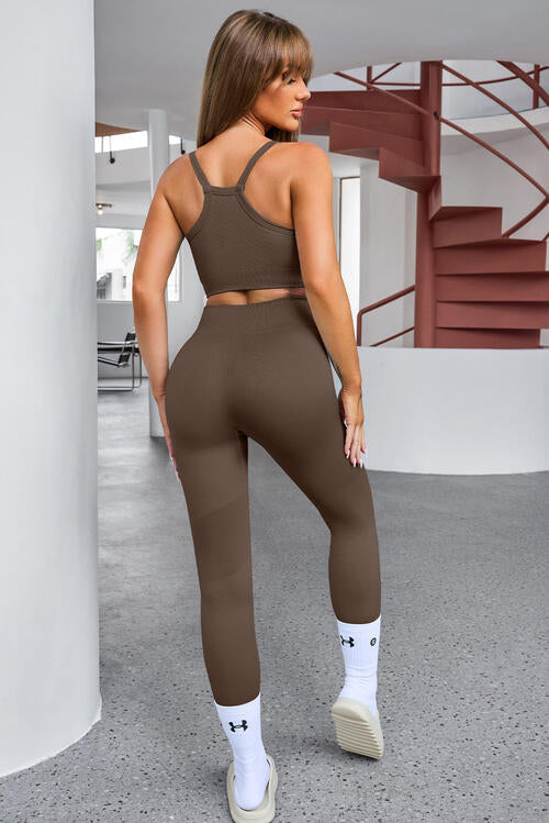 3 Piece Tank Cropped Active Top and Pants Set